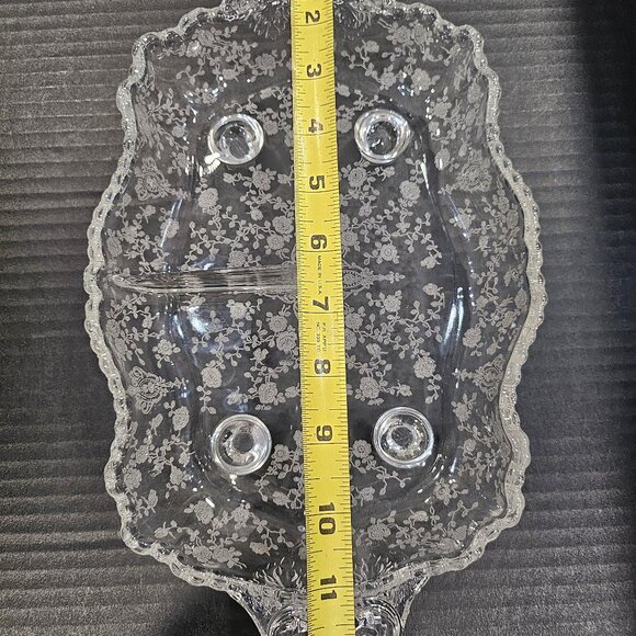 Vintage Cambridge 4 Toed 3 Part Celery Relish Dish in Rose Point Clear Pattern # - Picture 10 of 12